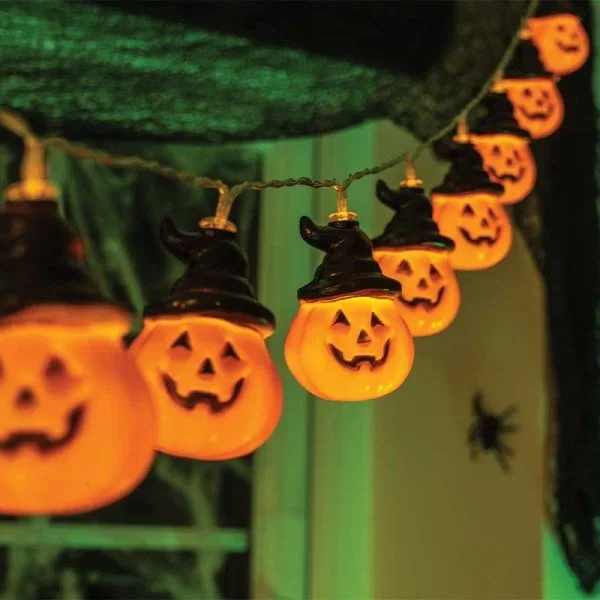 Jack-O’-Lantern Orange Pumpkin String Lights – Set of 10