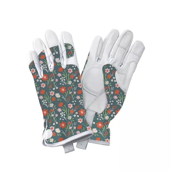 Kent & Stowe Leather Glove Meadow Flowers Teal Ladies Small