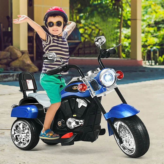 Kids Electric Motorcycle Motorbike 6V Battery Horn Headlight-Blue