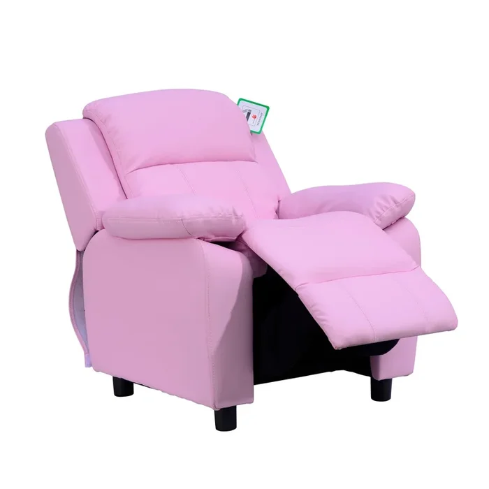Kids Recliner Chair with Cup Holder – Plush Lounger Armchair with Storage for Toys, PU Leather – Comfy Seating for Children’s Gaming & Relaxing