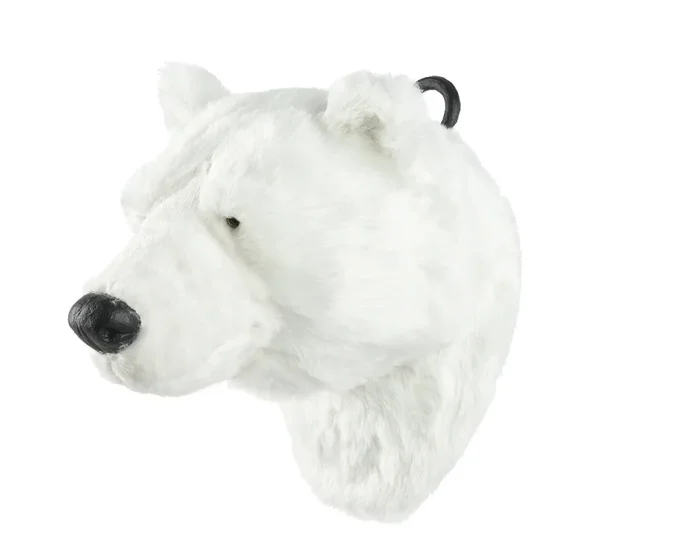 Large Artificial Fax Fur White Polar Bear Head