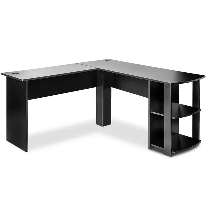 Large L-Shaped Corner Computer Desk with Storage – Spacious Gaming and Home Office Workstation, Easy Assembly – 140x140x75 cm, Sleek Black Design for Gamers and Professionals