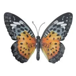 Large Metal Butterfly Orange and Black Garden Ornament