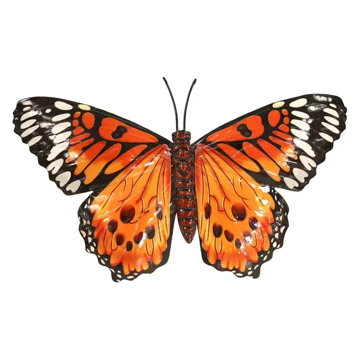Large Metal Orange Butterfly Wall Decoration