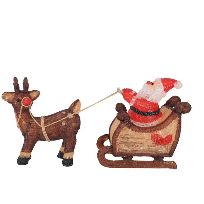 LED Acrylic Santa with Sled / Sleigh – 90 LEDs