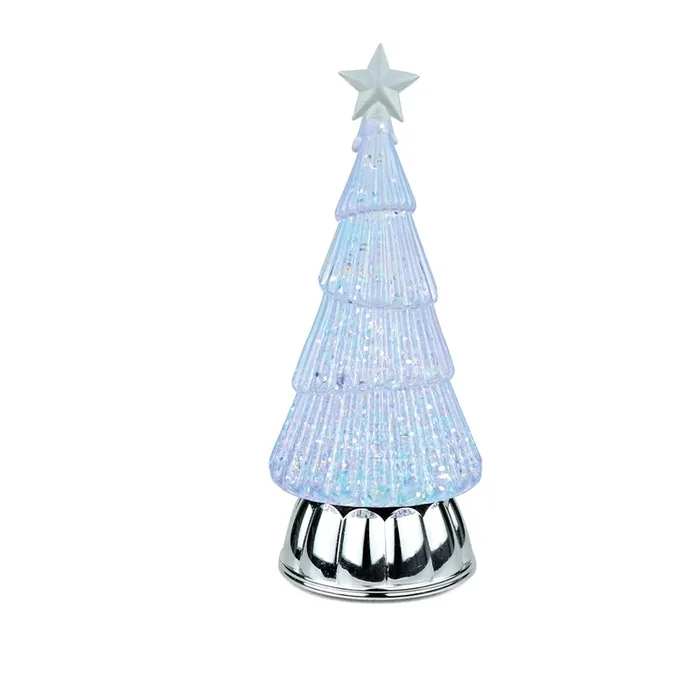 LED Colour Changing Glitter Water Spinner Christmas Tree 30cm