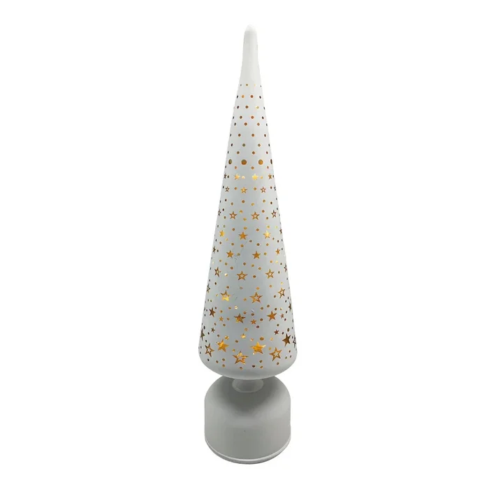 LED Glass Rotating Tree White Star – 40cm