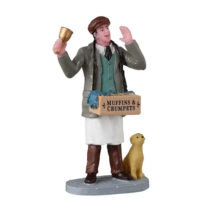 Lemax – Hot Muffins And Crumpets Seller with Dog Christmas Village Figurine