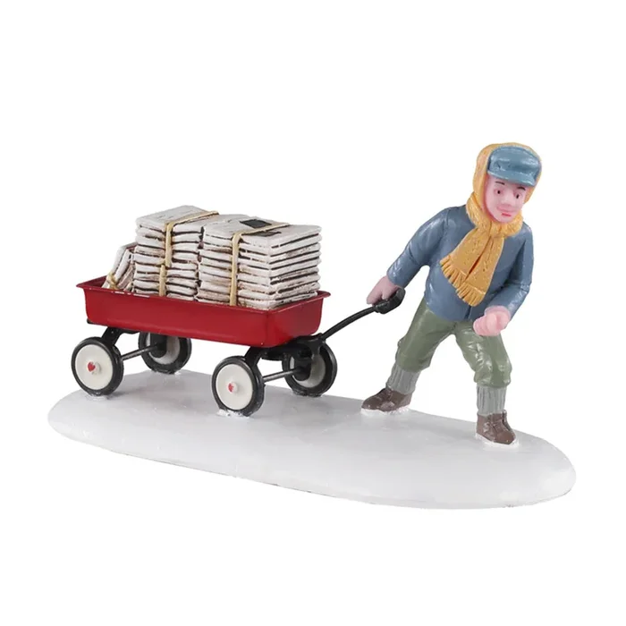 Lemax Morning News- Boy Delivering Newspaper Figurine