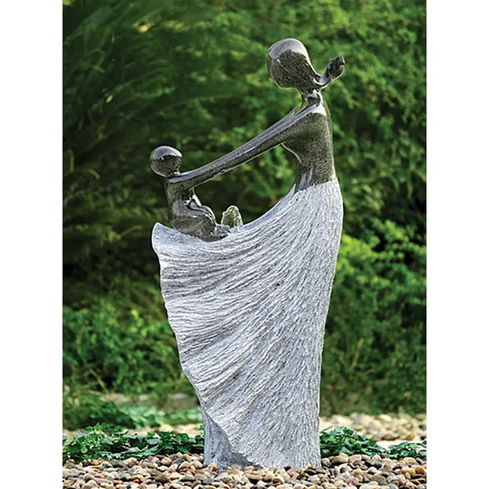 Leto Large Stone Granite Effect Mother & Child Water Feature with LED Lights