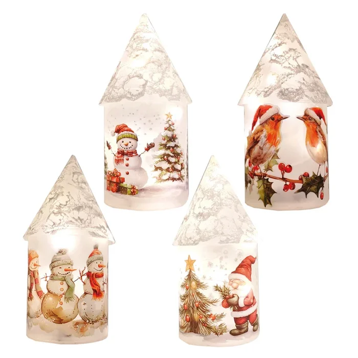 Light Up Christmas LED Glass House – 21cm