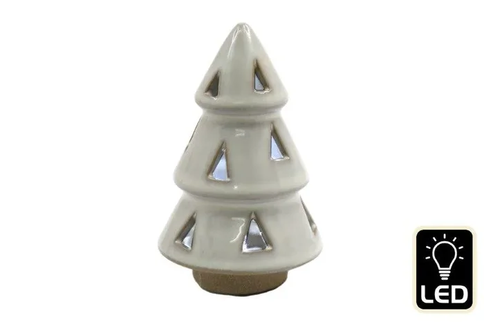 Light Up LED Ceramic Cut Out Christmas Tree Decoration – 12cm