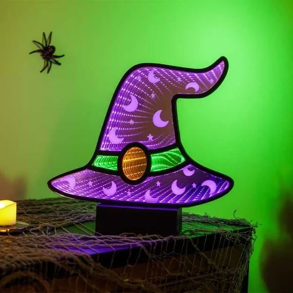 Lit Witch’s Hat Infinity Mirror Decoration 25cm