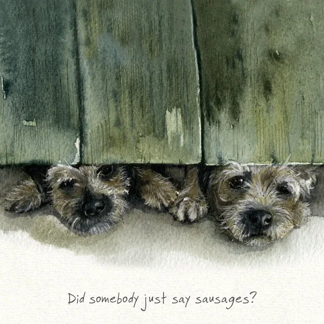 Little Dog Laughed Border Sausage Card