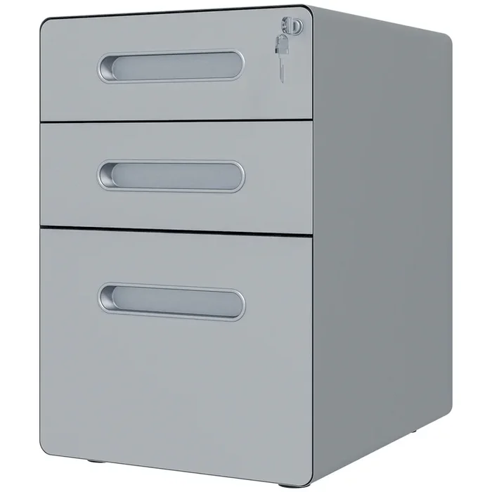 Lockable Rolling Filing Cabinet with 3 Drawers – Durable Steel Office Drawer Unit Compatible with A4, Letter, Legal Files – Secure Storage Solution for Professionals