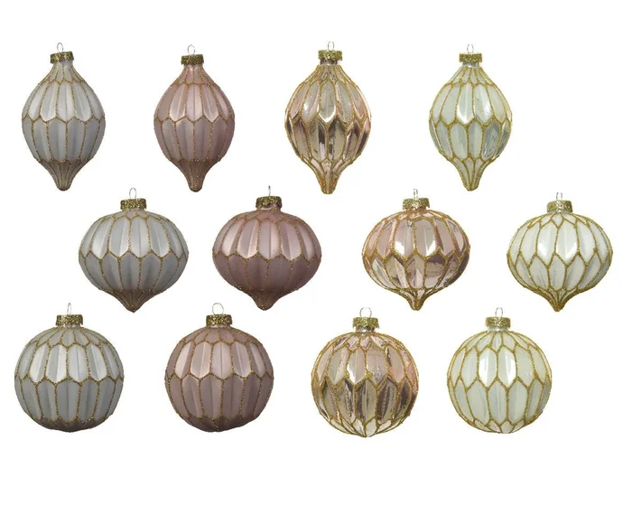 Matt / Shiny Glass Ornament with Gold Glitter Rim – 8cm