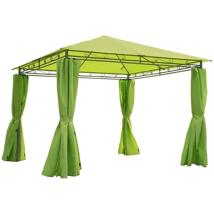 Metal Garden Gazebo, 3m x 3m, Lemon Green – Sturdy Outdoor Shelter with Elegant Design – Ideal for Backyard Entertaining & Protection from Elements