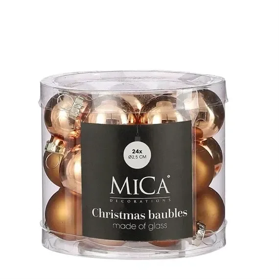 Mica Copper Glass Christmas Baubles (24 Pack of 2.5cm) (1180808)