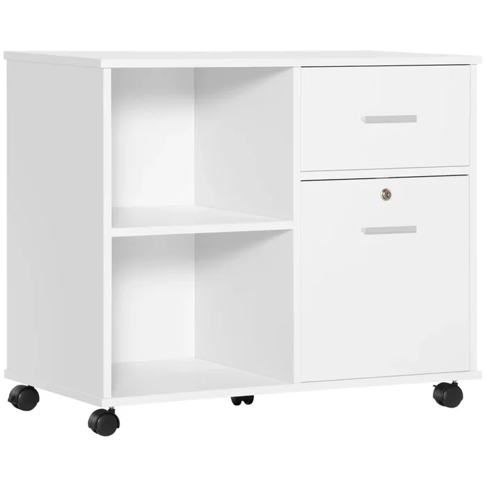 Mobile Storage Unit – Wheeled Filing Cabinet & Printer Stand with Open Shelving, Drawer Organizer for A4 Documents – Space-Saving Office Solution