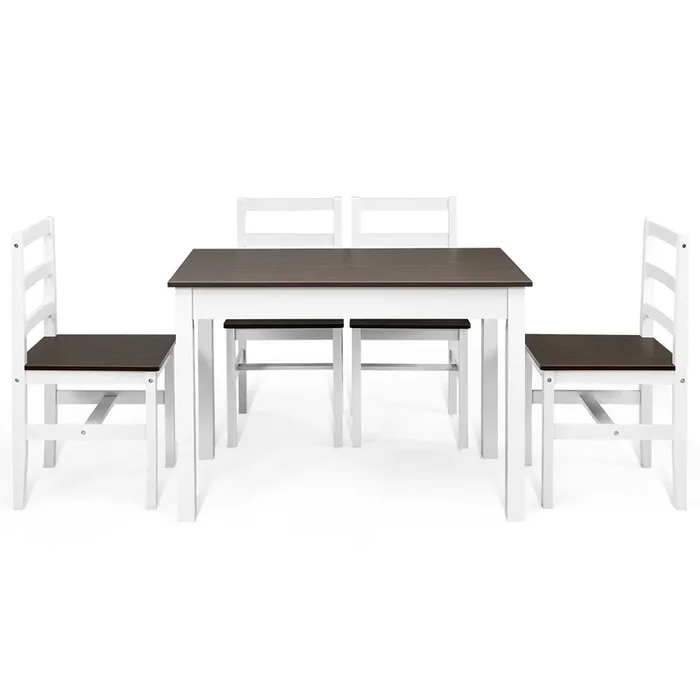 Modern Table and Chairs Set with Solid Pine Wood Legs for Dining Room