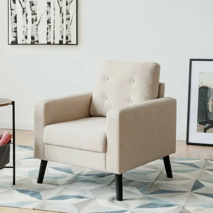 Modern Upholstered Accent Sofa Chair for Living Room-Beige