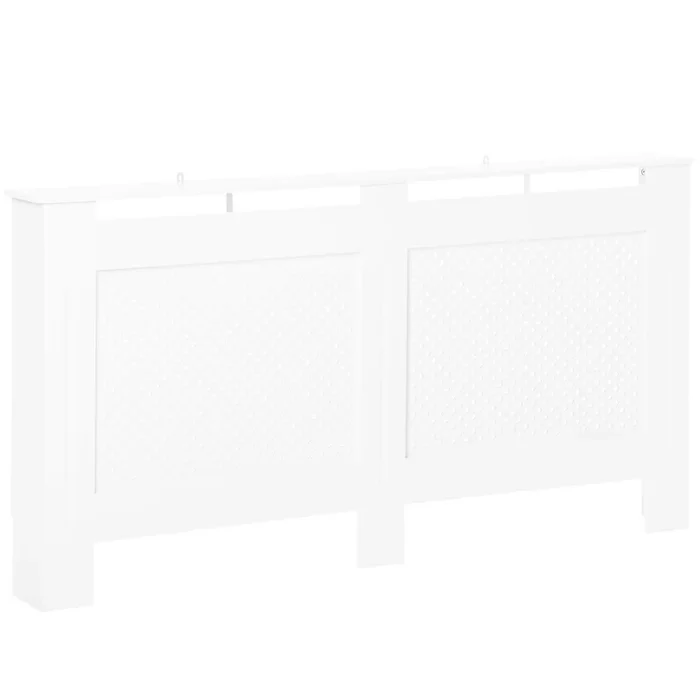 Modern White Painted Wooden Radiator Cover – Large Heating Cabinet with Grill Style Design – Enhances Home Decor & Conceals Radiators