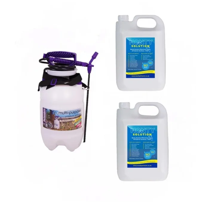 Monty Miracle Fast Patio Cleaner – 2 x 5 Litre + 5L Sprayer Bundle