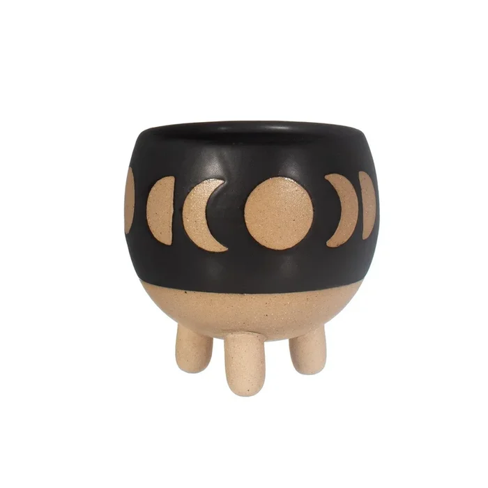 Moon Phases House Plant Pot Planter Black – Small