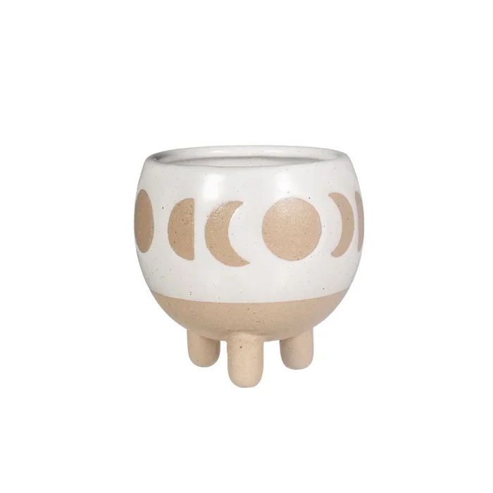 Moon Phases House Plant Pot Planter White – Small