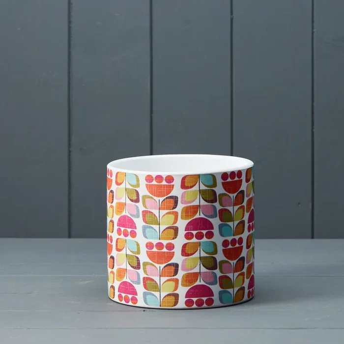 Multi Colour Stem Flower Retro House Plant Pot – 14cm