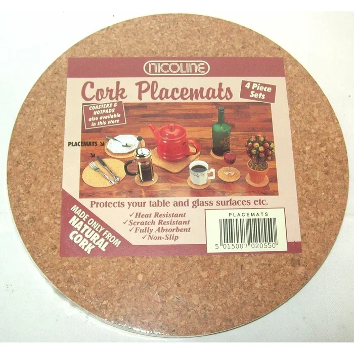 Natural Cork Round Placemats Set of 4 – 8″ / 20cm