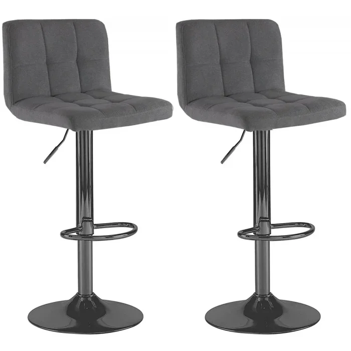 Neo Black Steel & Grey Fabric Bar Stools