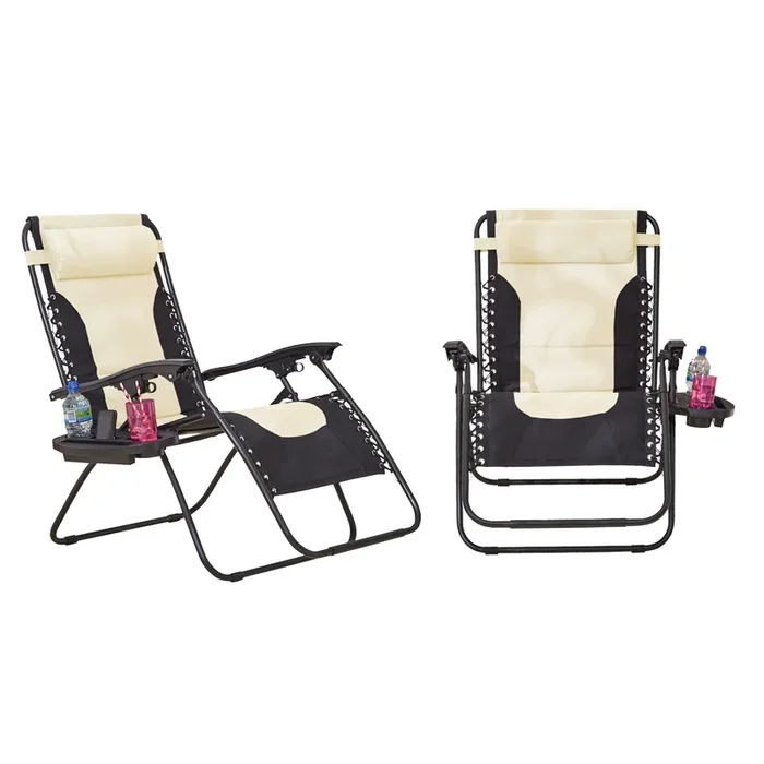Neo Pair of Outdoor Zero Gravity XL Sun Loungers – Cream