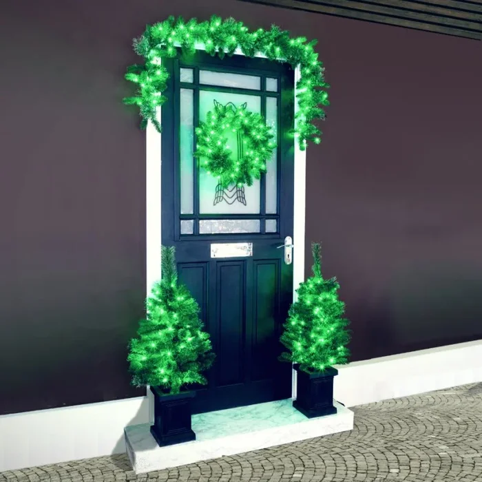 NOMA Colour Changeable Door Set with Wreath, Garland & 2 Trees