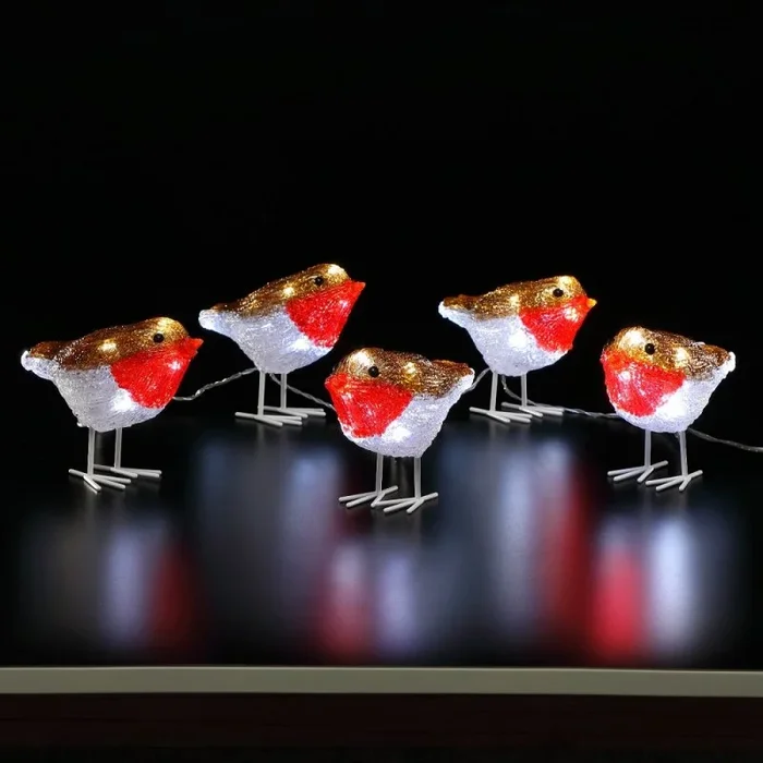 NOMA LED Acrylic Robin Redbreast Set of 5 String Lights