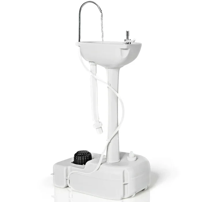 Outdoor Adventure Gear – Portable Camping Sink with Towel Holder and Rolling Wheels – Ideal for Campers and Outdoor Enthusiasts