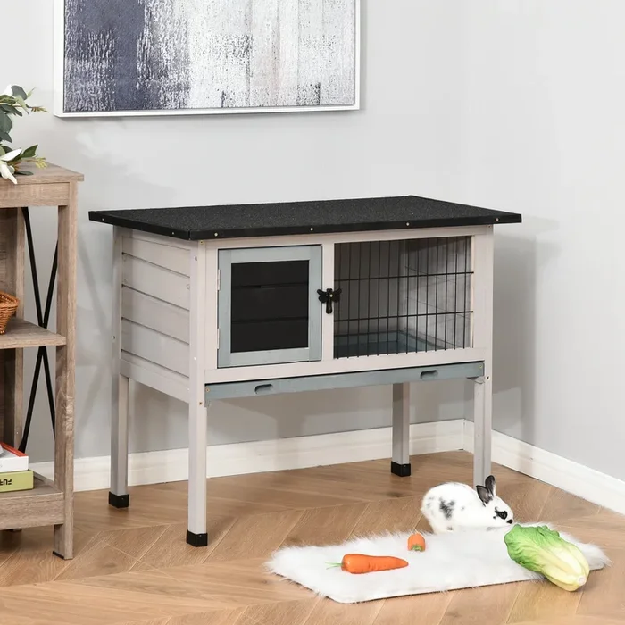 Outdoor Fir Wood Rabbit Hutch – Elevated and Weather-Resistant Design – Ideal for Backyard Pet Safety and Comfort