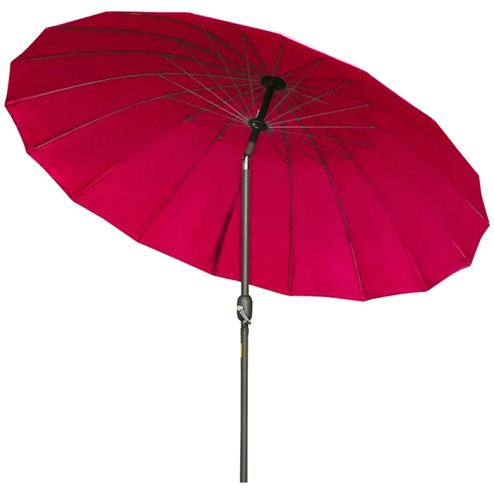 Outdoor Patio Parasol Umbrella, 255cm – Market Table Umbrella with Push Button Tilt, Crank, and Durable Ribs – Perfect Shade Solution for Garden, Lawn, Backyard, and Pool in Wine Red