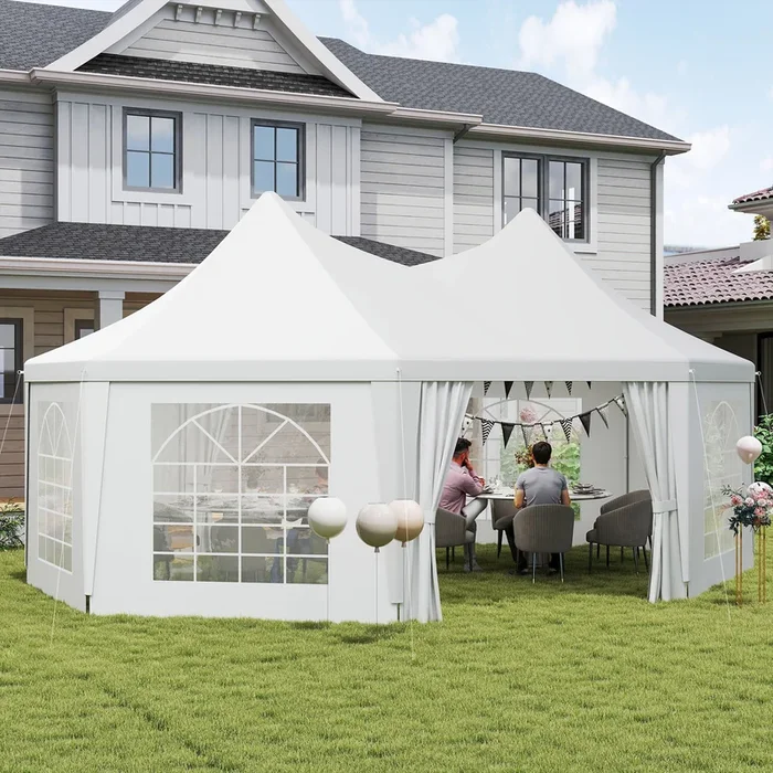 Outsunny 6.8 x 5m Octagonal Marquee Gazebo – White