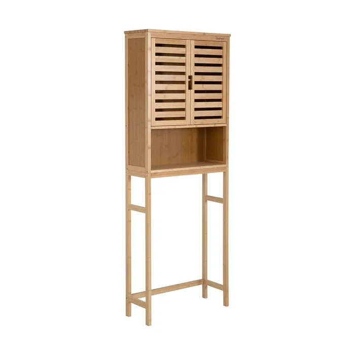 Over-The-Toilet Storage Cabinet – Adjustable and Removable Inside Shelf in Natural Wood Finish – Ideal Bathroom Space Saver