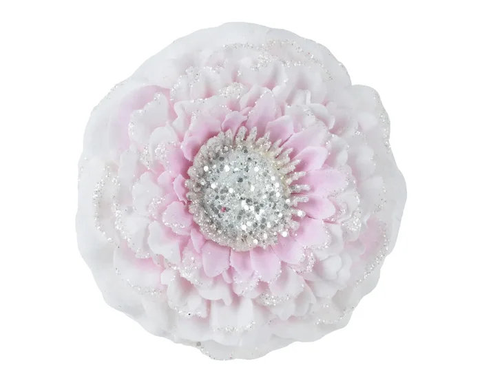 Pale Pink Glitter Zinnia Flower Head