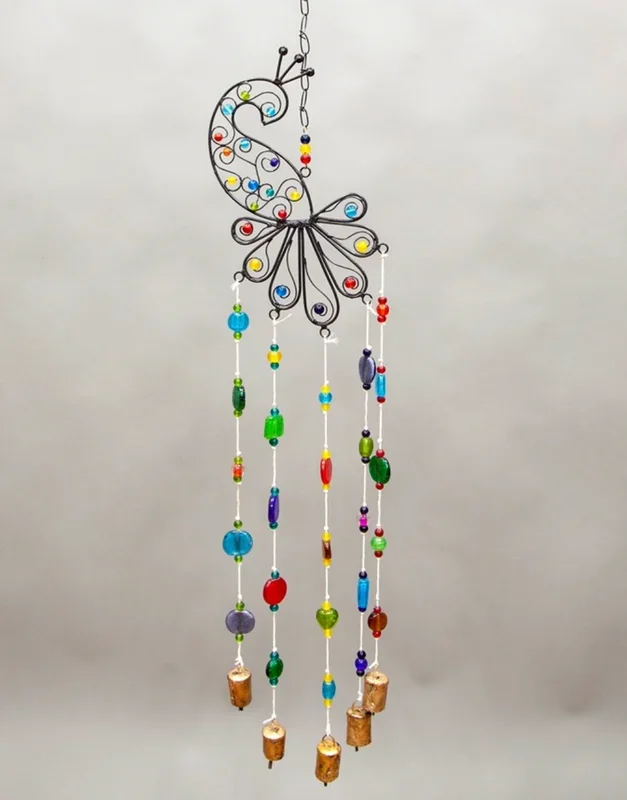 Peacock Chime with Glass Beads & Bells