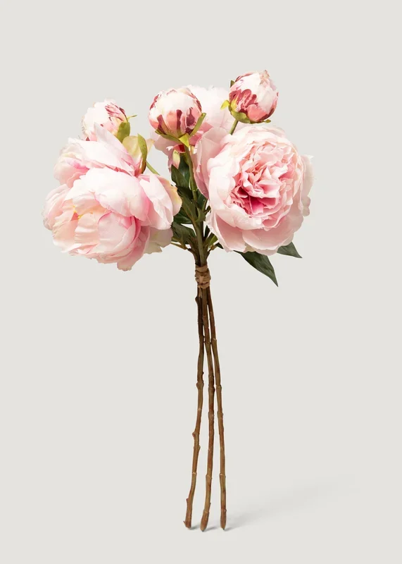 Pink Peony Faux Flower Bundle of Peonies – 21″