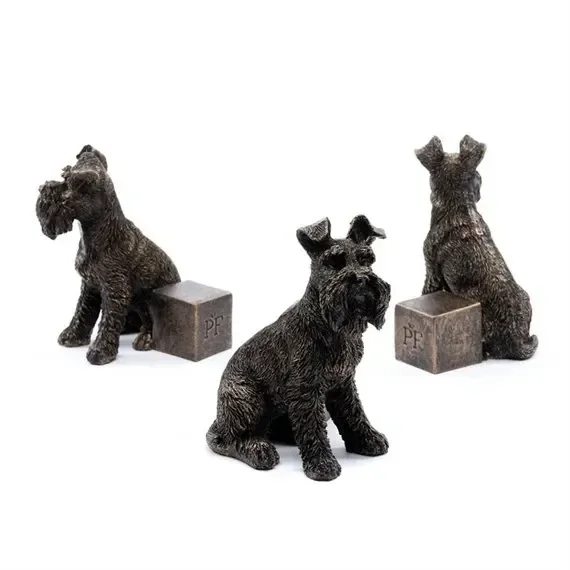 Potty Feet Decorative Pot Feet – Antique Bronze Schnauzer – Set of 3 (PF0087)