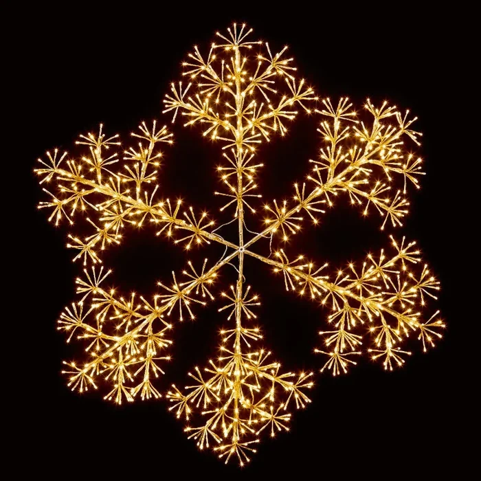 Premier Gold Starburst Snowflake with Twinkling Warm White LED Lights in