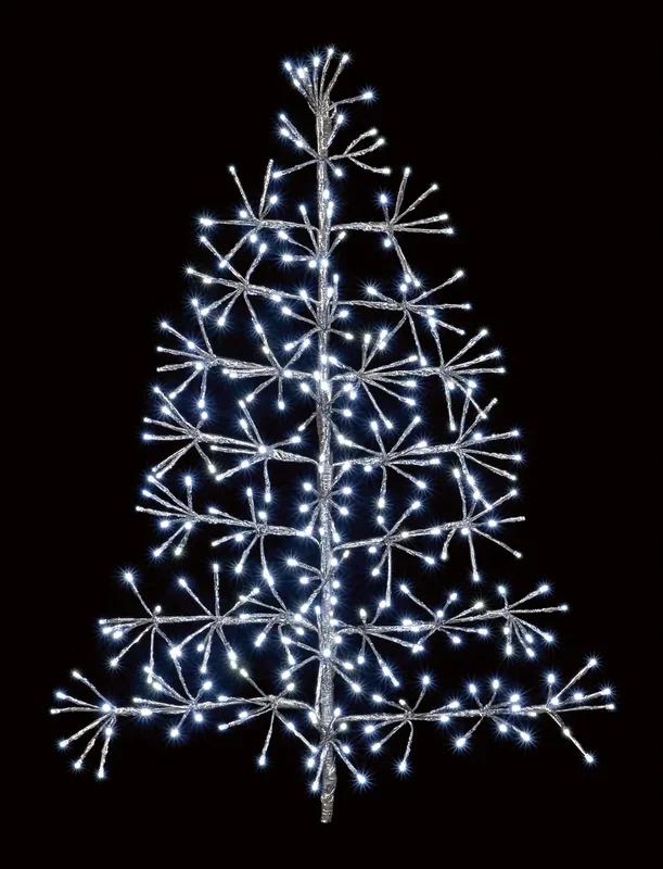 Premier Sliver Starburst Wall Tree with Twinkling Cold White LED Lights