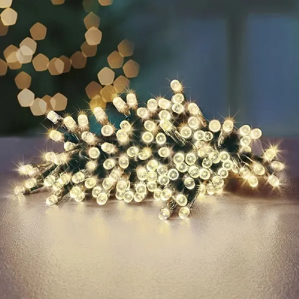 Premier Warm White Battery Operated Timer Lights (100 LEDs)