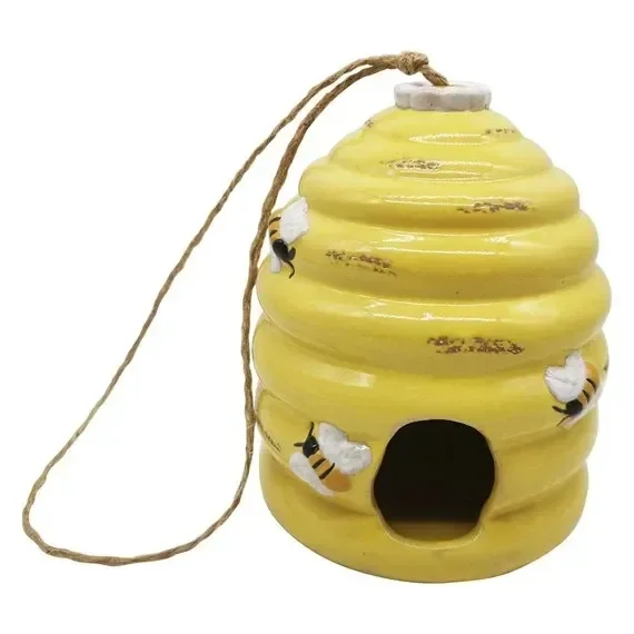 Primus Yellow Ceramic Honey Pot Hanging Bird House (PB9112YL)