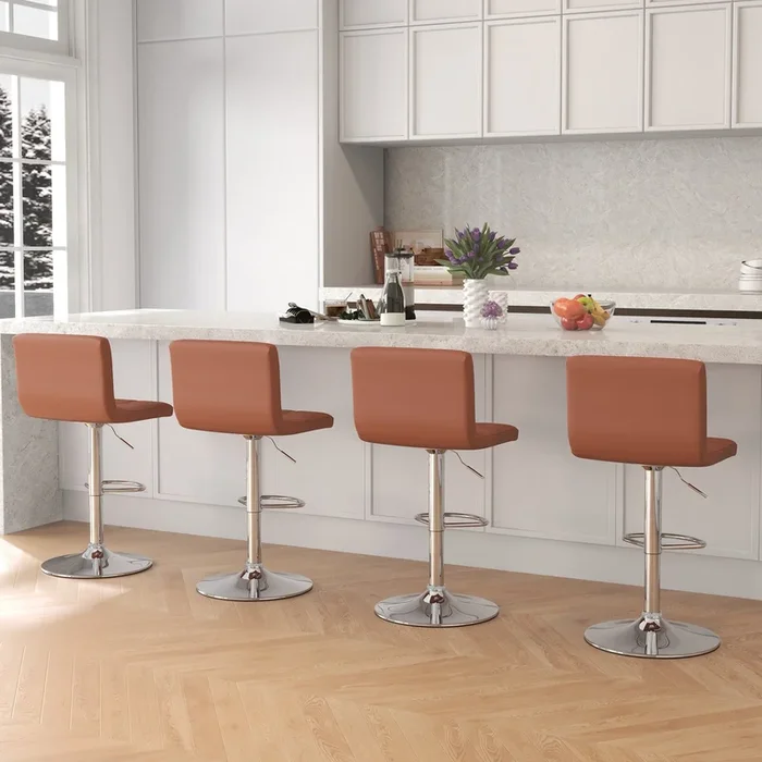 PU Leather Bar Chairs with Adjustable Height for Kitchen Island and Pub-Coffee
