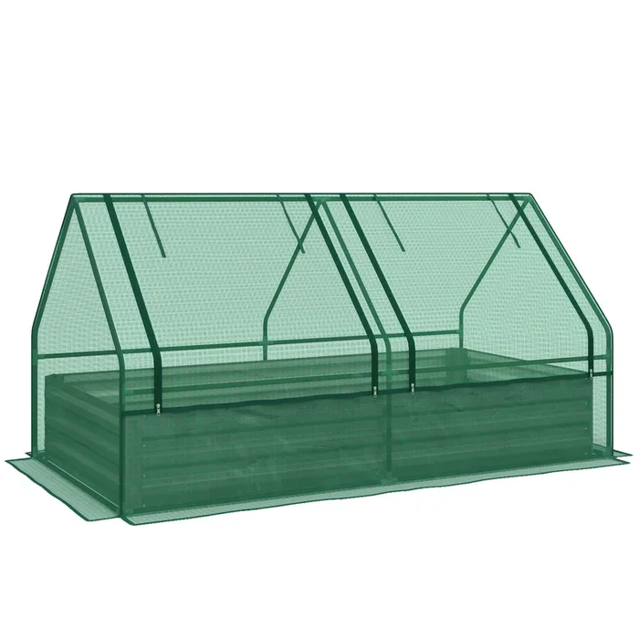 Raised Metal Planter Box with Greenhouse Cover – Ideal for Herbs & Vegetables, Durable Outdoor Garden Bed – Perfect for Green Thumbs in Urban Spaces